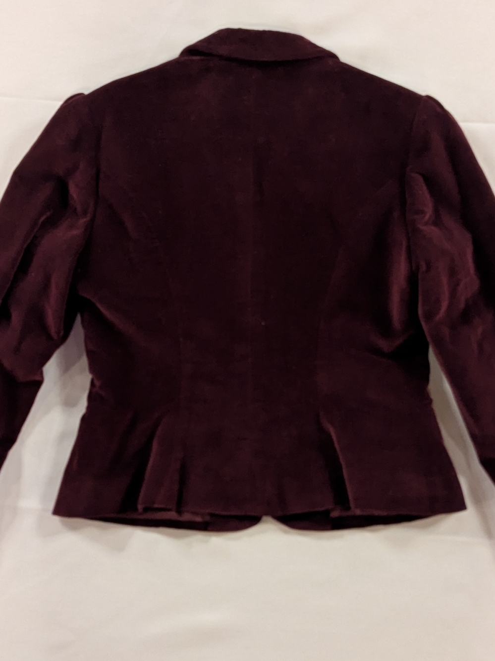 Vintage 90s Ralph Lauren Burgundy Plum Velvet Cropped Blazer Jacket Made in USA - Picture 7 of 16